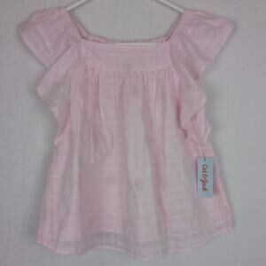 Cat & Jack Girls' Flutter Sleeve Woven Top Light Pink L
